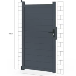 Portillon 100x180 cm en aluminium gris anthracite