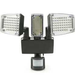 Projecteur LED solaire 3 spots 178 LED avec détecteur de mouvement