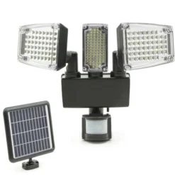Projecteur LED solaire 3 spots 178 LED avec détecteur de mouvement