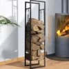Range bûches vertical en acier noir et accessoires