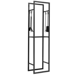 Range bûches vertical en acier noir et accessoires