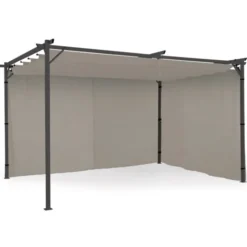 Rideaux de 3 et 4 M avec fermeture éclair pour pergola taupe : lot de 2