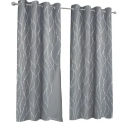 Rideaux occultants thermiques gris anthracite avec motifs