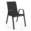 Salon de jardin avec plateau effet bois et chaises empilables noir et bois