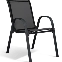 Salon de jardin avec table bois et noir + 8 chaises