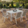 Salon de jardin avec table extensible 135-270 cm et 12 chaises empilables blanc et beige