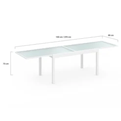 Salon de jardin avec table extensible 135-270 cm et 12 chaises empilables blanc et beige