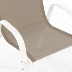 Salon de jardin avec table extensible 135-270 cm et 12 chaises empilables blanc et beige