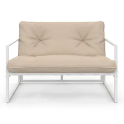 Salon de jardin bas 4 personnes en acier blanc