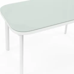 Salon de jardin bas 4 places avec canapé, fauteuils et table blanc et beige