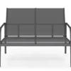 Salon de jardin bas 4 places avec canapé, fauteuils et table gris anthracite