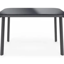 Salon de jardin bas 4 places avec canapé, fauteuils et table gris anthracite