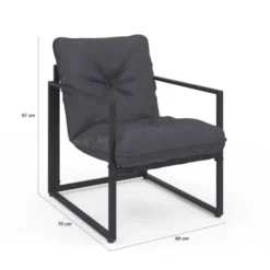Salon de jardin bas 4 places en acier coloris gris anthracite
