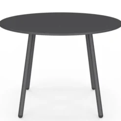 Salon de jardin bas 4 places en métal gris anthracite et coussins gris avec canapé, fauteuils et table