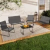 Salon de jardin bas 6 places gris anthracite