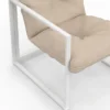Salon de jardin bas 8 places salon d'angle en acier blanc et coussins beige