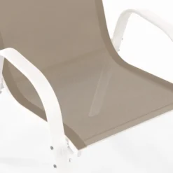 Salon de jardin blanc et beige table 190 cm et 8 chaises empilables