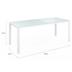 Salon de jardin blanc et beige table 190 cm et 8 chaises empilables