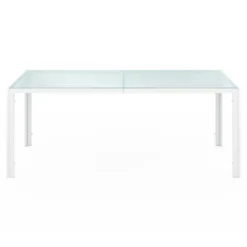 Salon de jardin blanc et beige table 190 cm et 8 chaises empilables