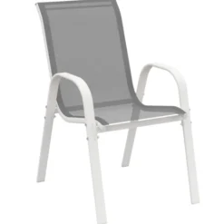 Salon de jardin blanc et gris avec table extensible + 8 chaises