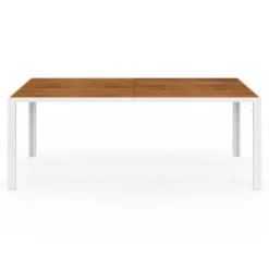 Salon de jardin bois et blanc avec table 190 cm et 8 chaises empilables