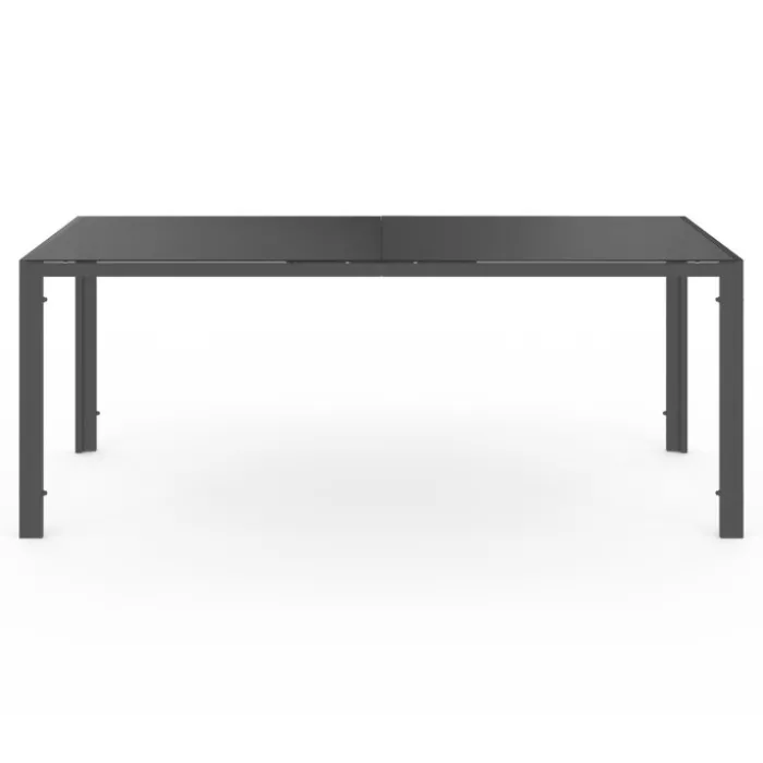 Salon de jardin 8 chaises empilables mix color gris, noir et terracotta et table 190 cm