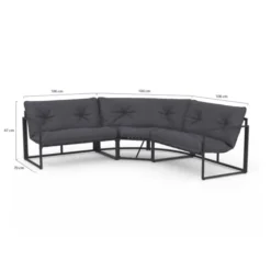 Salon de jardin d'angle bas 8 personnes gris