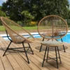 Salon de jardin fil plastique effet rotin