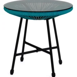 Salon de jardin fil plastique bleu
