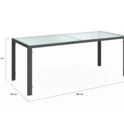 Salon de jardin gris anthracite table 190 cm et 8 chaises empilables