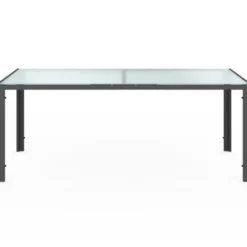 Salon de jardin gris anthracite table 190 cm et 8 chaises empilables