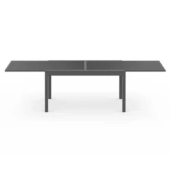 Salon de jardin gris anthracite avec table extensible et 12 chaises