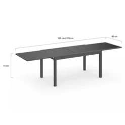 Salon de jardin gris anthracite avec table extensible et 12 chaises