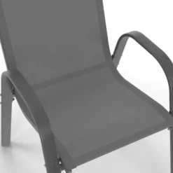 Salon de jardin gris avec chaises empilables 10 personnes