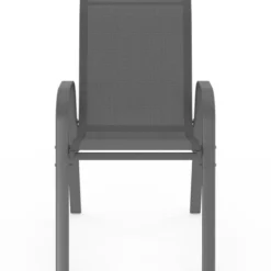 Salon de jardin MADRID table carrée 130 CM et 8 chaises empilables gris anthracite