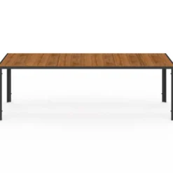 Salon de jardin noir et bois table de jardin 240 cm avec 10 chaises empilables