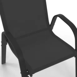 Salon de jardin noir table 190 cm et 8 chaises empilables