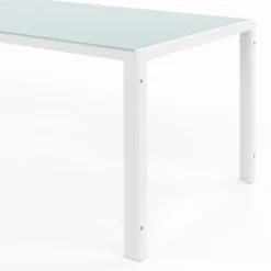 Salon de jardin 10 personnes blanc et beige 240 cm