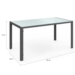 Salon de jardin 6 personnes chaises empilables gris anthracite table 150 cm