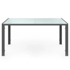 Salon de jardin 6 personnes chaises empilables gris anthracite table 150 cm