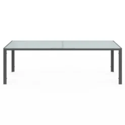 Salon de jardin 10 personnes table 240 cm plateau clair et chaises empilables gris anthracite
