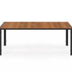 Salon de jardin table 190 cm et 8 chaises cordage et textilène noir et rotin clair