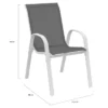 Salon de jardin table 190 cm et 8 chaises empilables blanc et gris