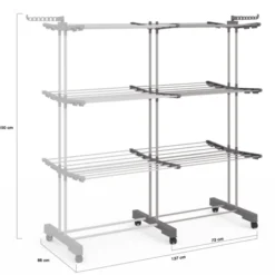 Séchoir à linge pliable extensible 40M gris 3 niveaux