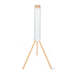Séchoir à linge à rayons rotatif et pliable blanc et bois