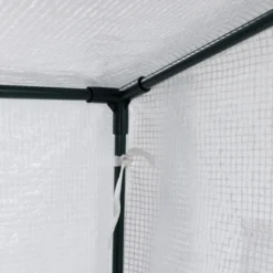 Serre de jardin blanche avec porte et fenêtres relevables