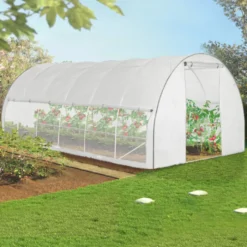 Serre de jardin blanche 18 m² avec 2 côtés relevables 6x3x2m