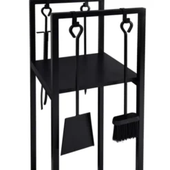 Serviteur range bûche intérieur en acier noir