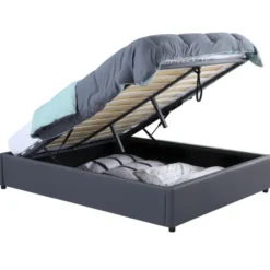 Sommier coffre de rangement 140x190 cm gris