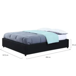 Sommier coffre de rangement 140x190 cm noir